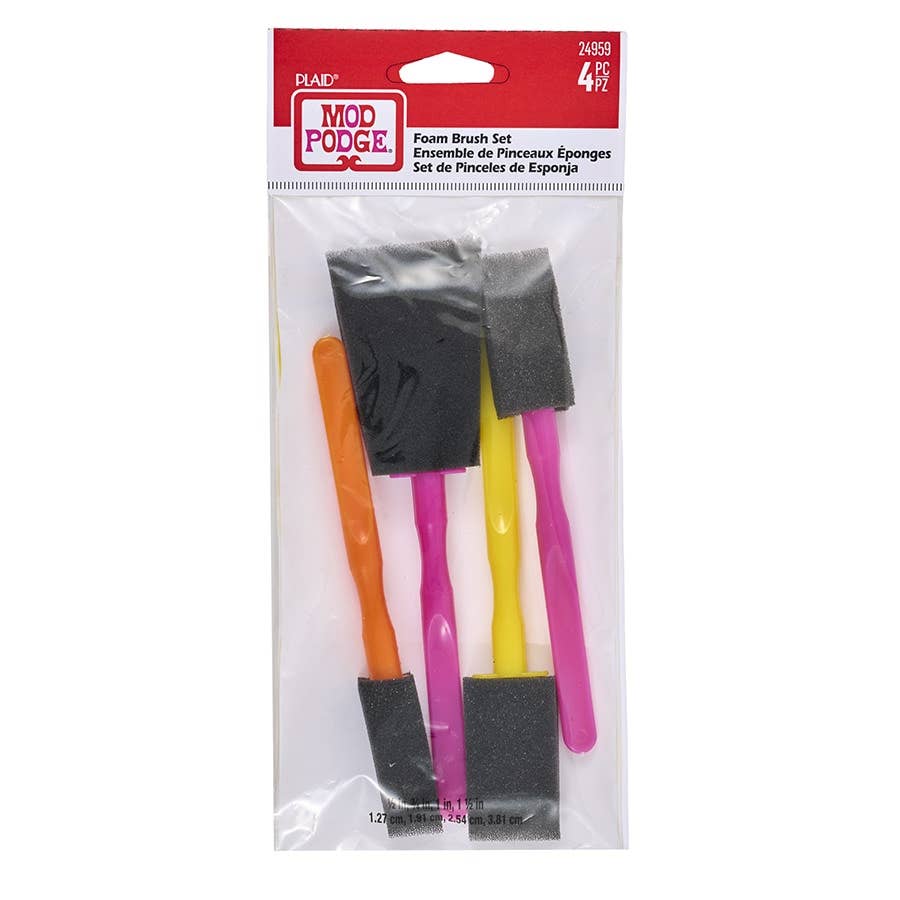 Plaid Mod Podge 4-Piece Foam Brush Set