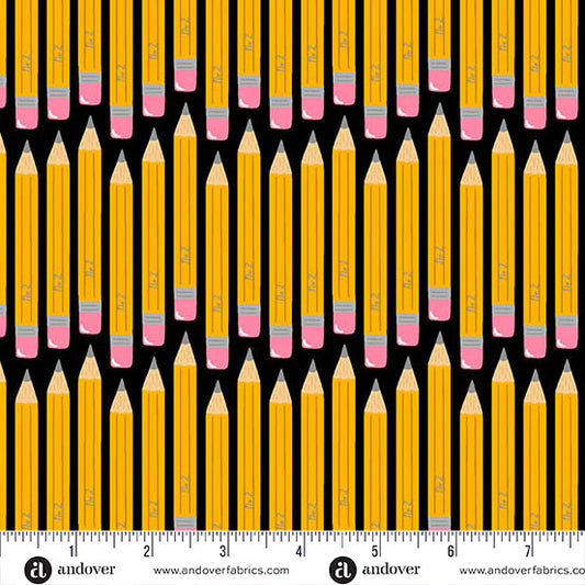 Andover - Seek to Spring - Back to School - Number 2 Pencils on Black - A-10241-K