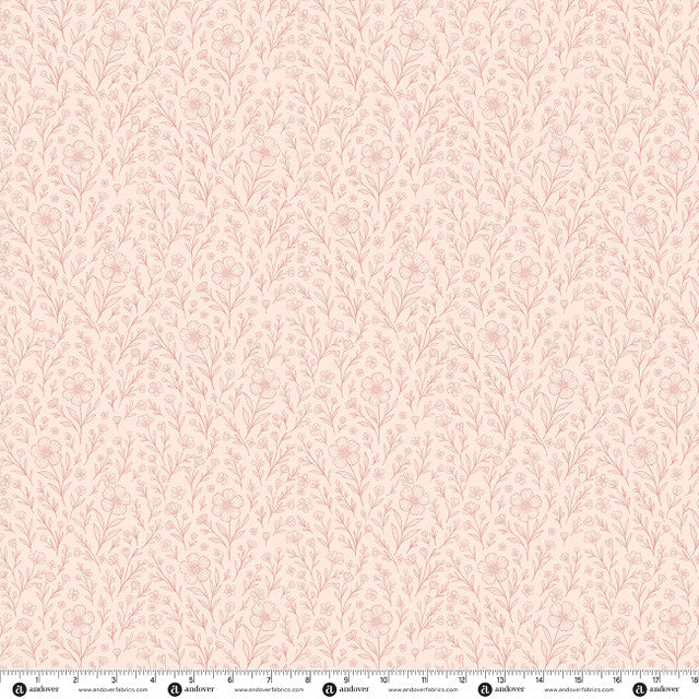 Preorder - Andover - The Quilted Cow - Backroad Blooms - Pressed Flowers Florals on Blush - A-10604-E - Ships October 2026