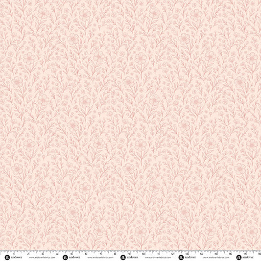 Preorder - Andover - The Quilted Cow - Backroad Blooms - Pressed Flowers Florals on Blush - A-10604-E - Ships October 2026