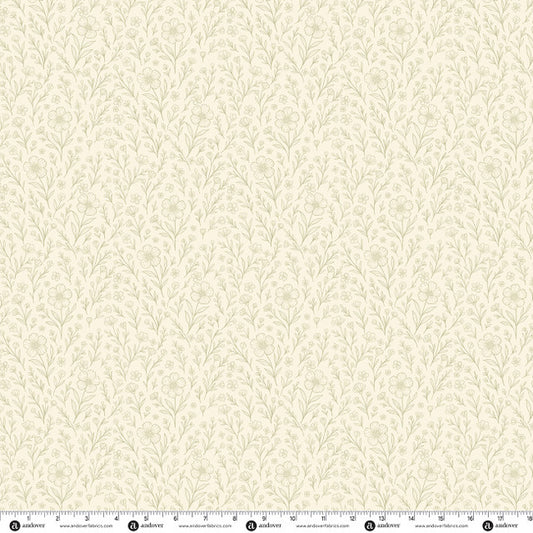 Preorder - Andover - The Quilted Cow - Backroad Blooms - Pressed Flowers Florals on Buttercream - A-10604-L - Ships October 2026