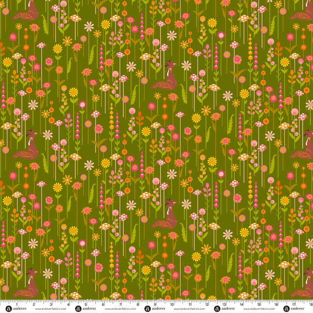 PREORDER - Andover - Alison Glass - Menagerie - Fox Flower Meadow Toad - A-10620-V - Ships November 2026