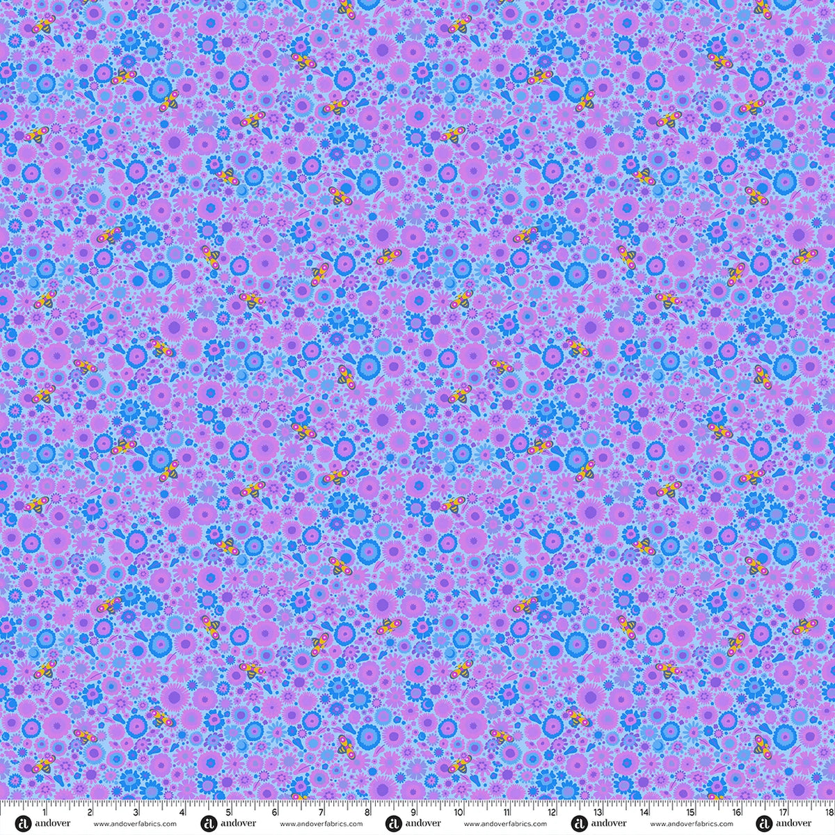 PREORDER - Andover - Alison Glass - Menagerie - Bee Flowers Cobalt - A-10621-P - Ships November 2026