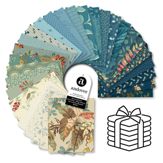 Andover - Laundry Basket Quilts - Secret Stash Blue Willow - Factory Cut Fat Quarter Bundle - 30 Pieces