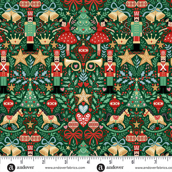 Andover - Makower UK - The Nutcracker - Sugar Plum on Green - MU-229-G