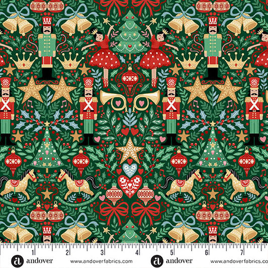 Andover - Makower UK - The Nutcracker - Sugar Plum on Green - MU-229-G