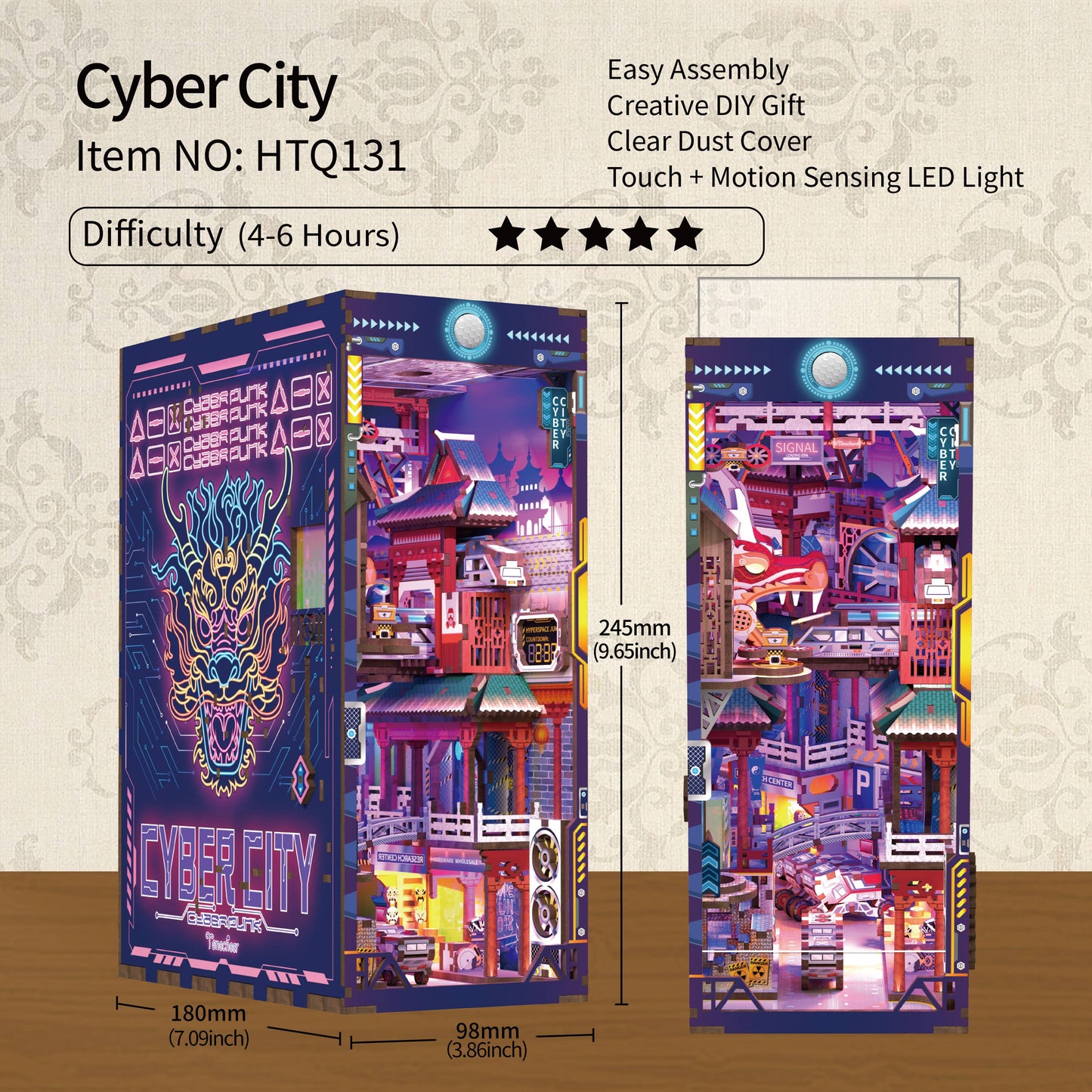 Hands Craft DIY Book Nook Kit: Cyber City And Dust Cover