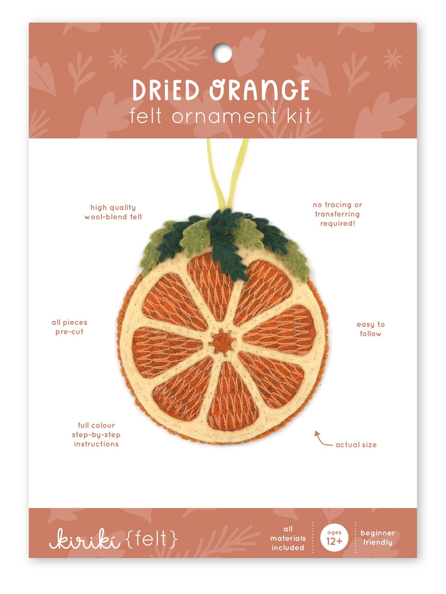 Kiriki Press Dried Orange Felt Christmas Tree Ornament Kit
