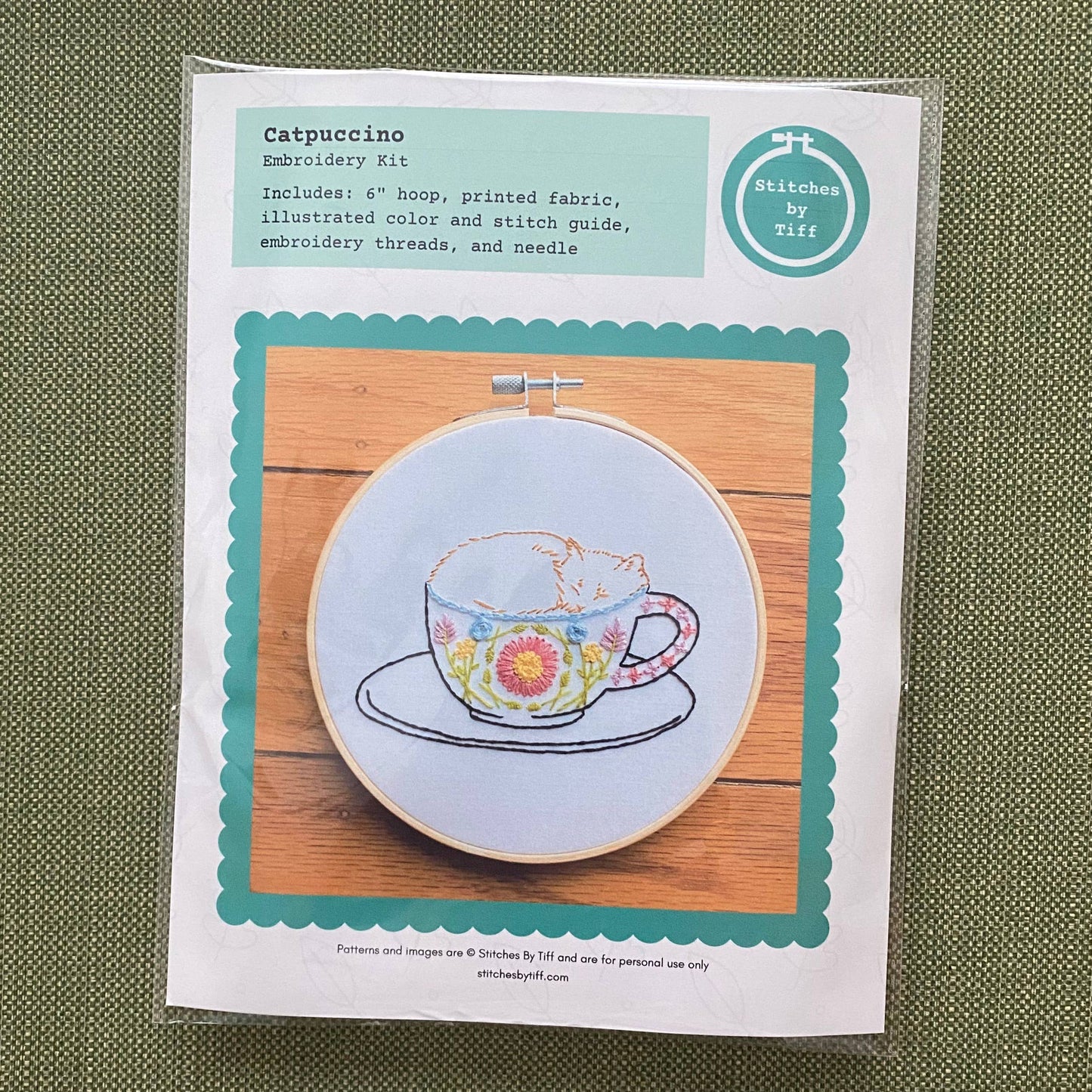Stitches By Tiff Catpuccino Coffee Cat Embroidery Kit