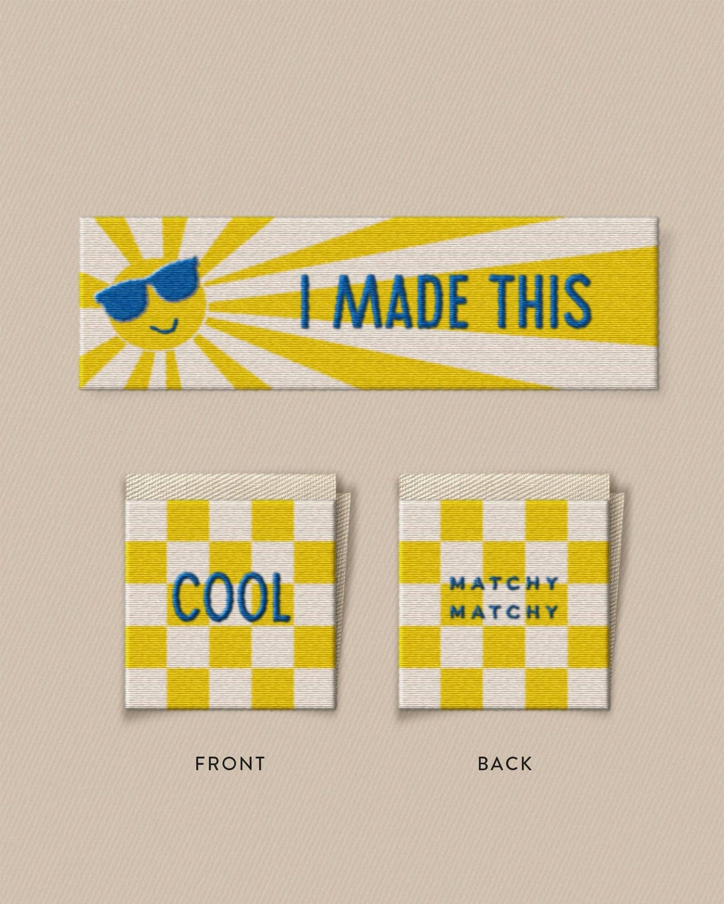 Matchy Matchy Sewing Club - Sunny Cool Square and Rectangle Woven Garment Labels