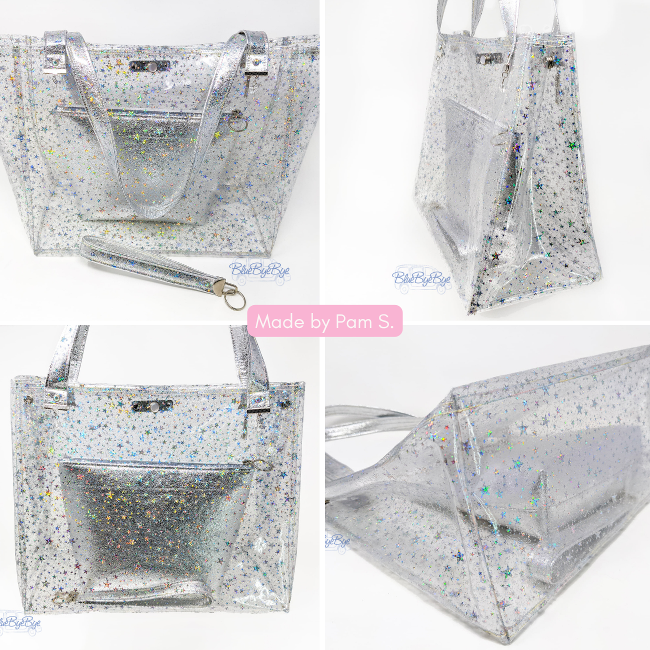 Sew Hungry Hippie - Clear Glitter Stars Vinyl - 18" x 56"