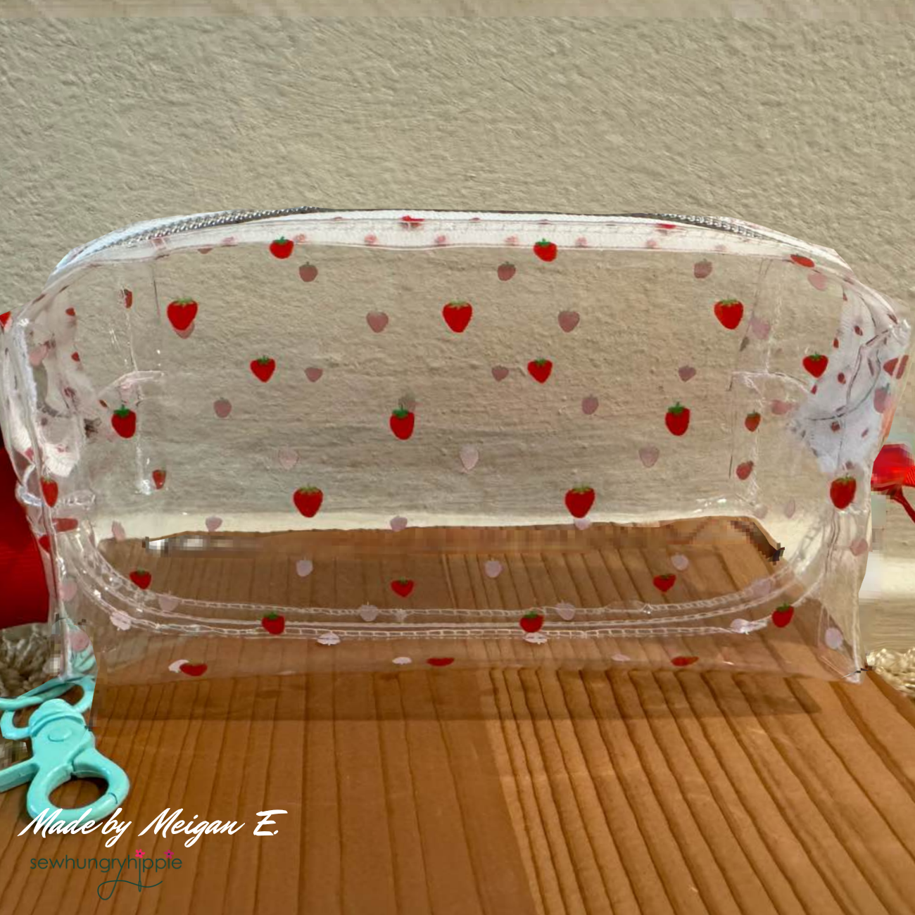 Sew Hungry Hippie - Tiny Strawberries Print TPU Vinyl – Clear Printed Vinyl Roll - 18" x 52" Precut