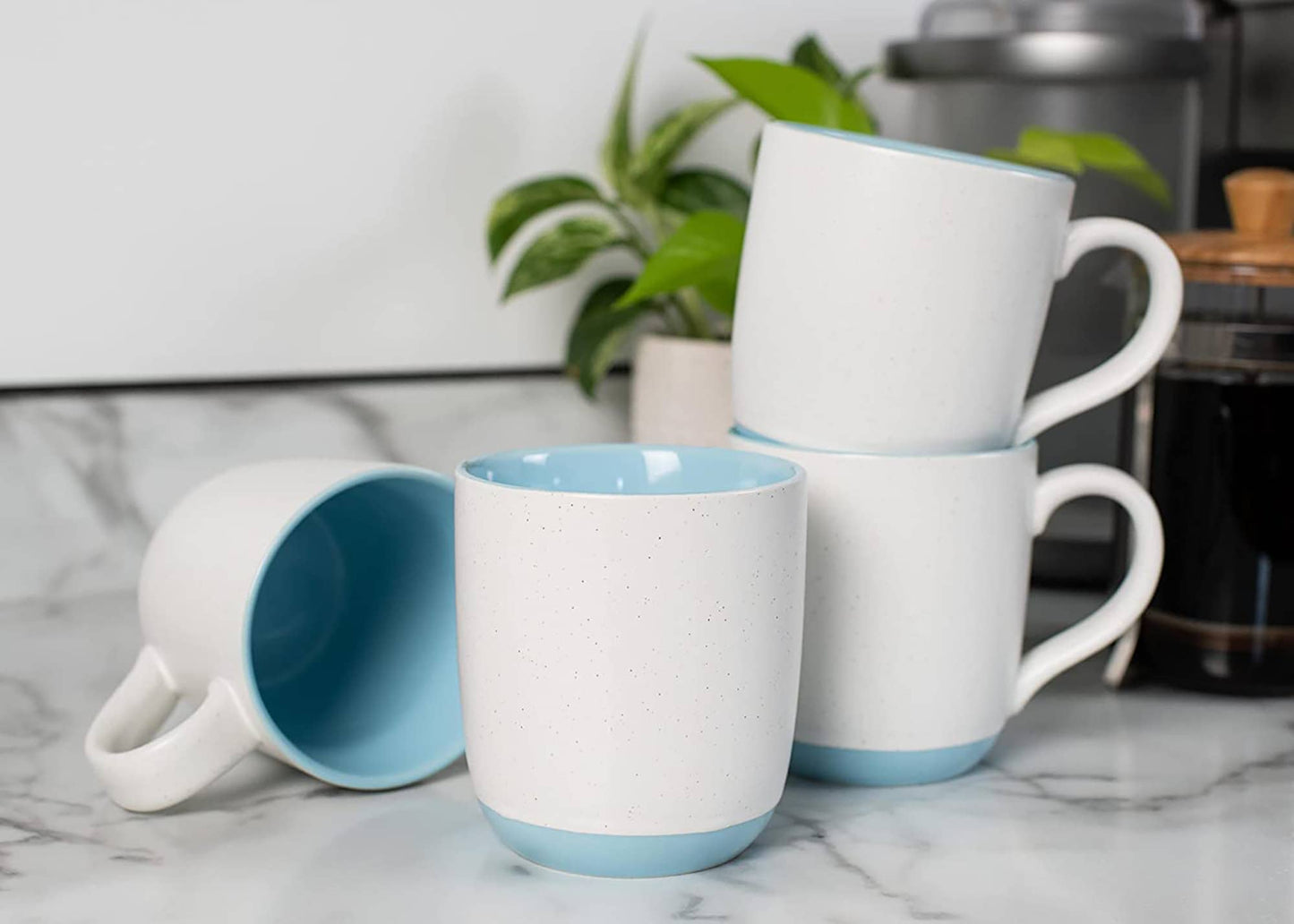 Speckled Mugs 4-Pack White and Light-Blue PRICE IS PER MUG