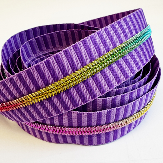 Sew Hungry Hippie - Purple and Iridescent Striped Zipper - 3 Yards