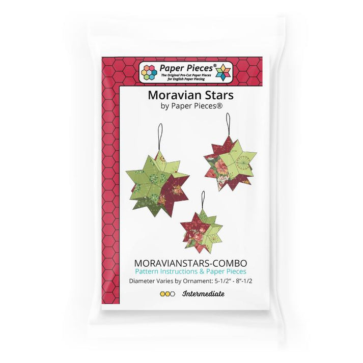 Paper Pieces - Moravian Star Pattern + Paper Pieces OR 3/8" Seam Acrylic Templates -- Sold Separately!