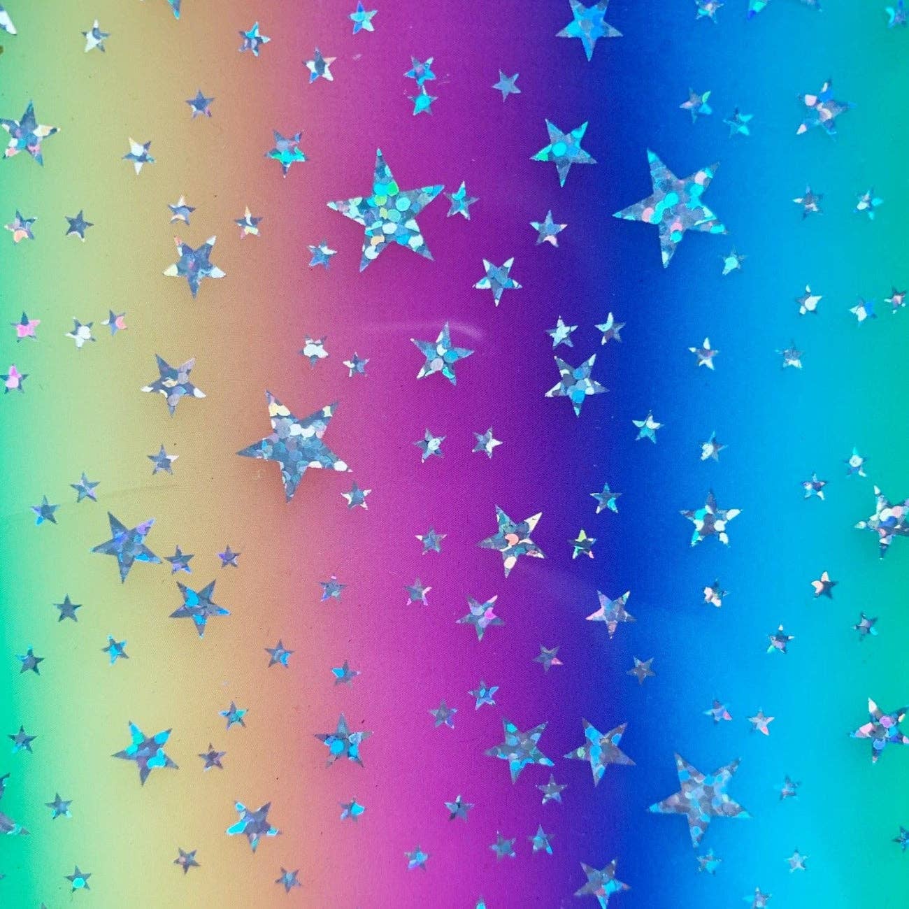 Sew Hungry Hippie - Rainbow Glittery Stars TPU Vinyl Fabric - 18" x 54" Precut