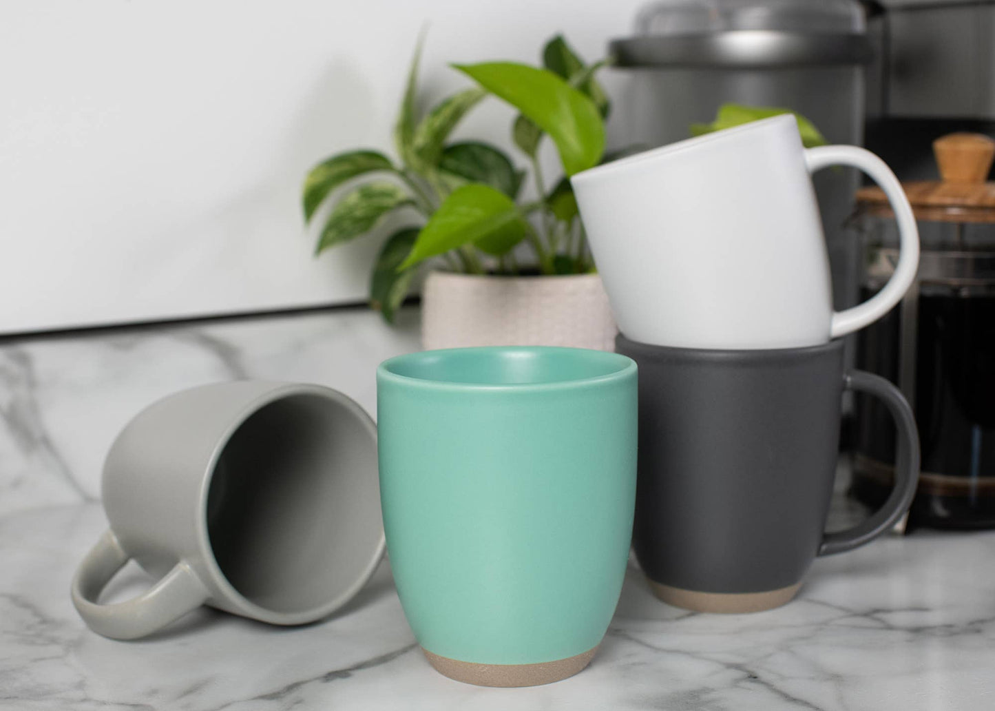 Mugs 4-Pk Raw Textured Bottom Cool Palette PRICE IS PER MUG