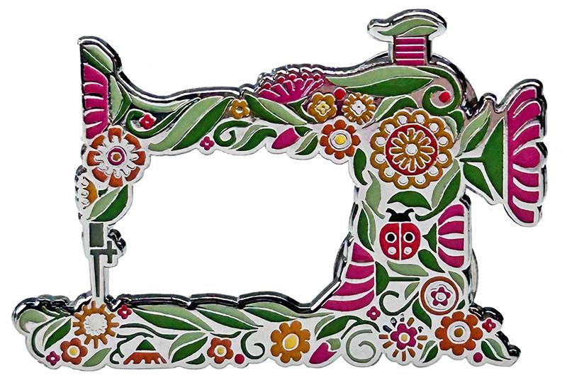 Robin Pickens Floral Sewing Machine Needle Minder Pink / Green