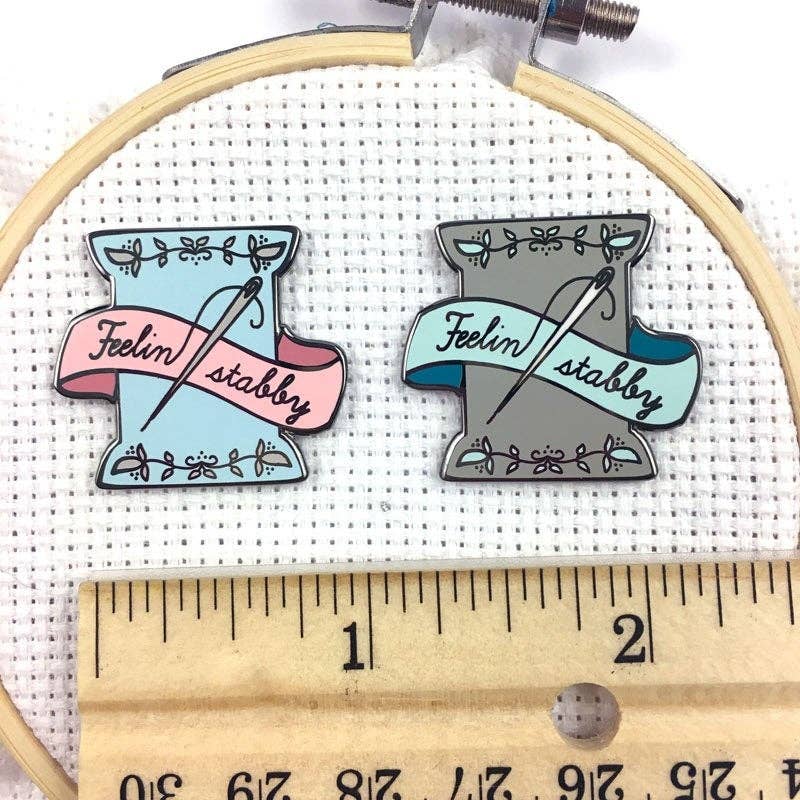 Hard Enamel Feeling Stabby Exclusive Magnetic Needle Minder - Pink and Blue ONLY