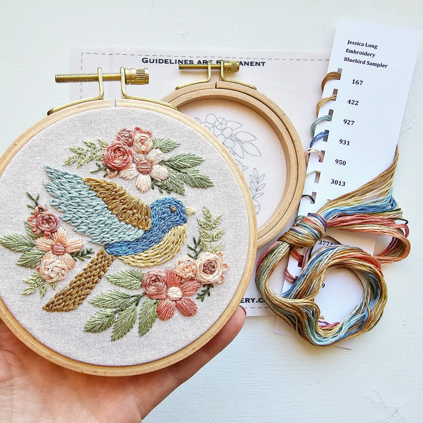 Bluebird Sampler Beginner Hand Embroidery Kit By Jessica Long