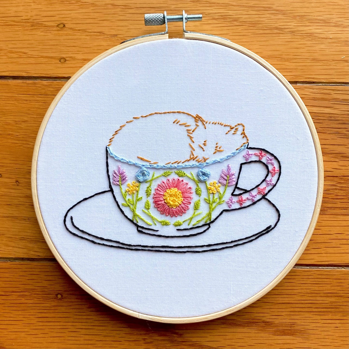 Stitches By Tiff Catpuccino Coffee Cat Embroidery Kit
