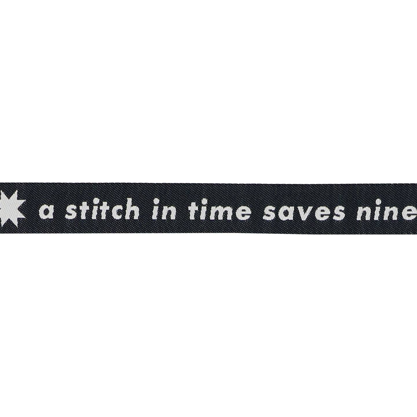 Renaissance Ribbons - Catnap By Alexia Abegg - Measure Twice on Black - 5/8" Ribbon - By The Yard