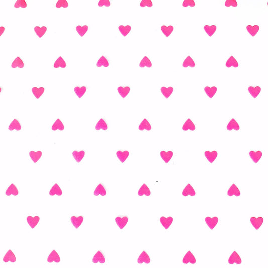 Sew Hungry Hippie Tiny Hearts Clear TPU Vinyl – Hot Pink Heart Print 18” x 52”