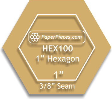 Paper Pieces - 1" Hexagon - 3/8" Seam Template