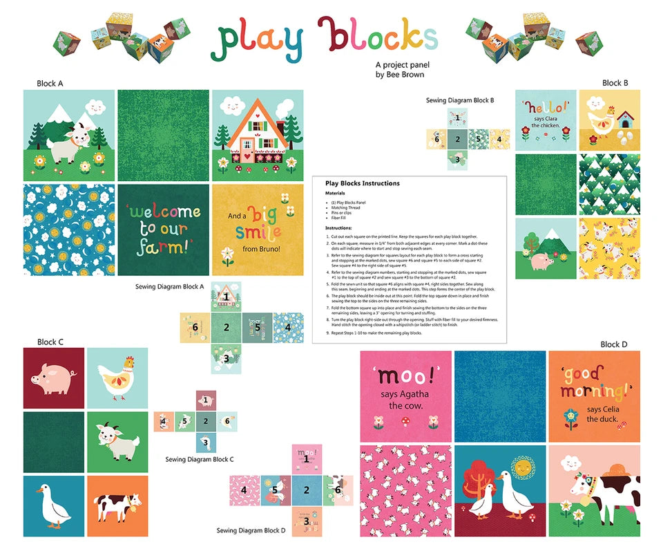 Studio E - Bee Brown - The G O A T - Play Blocks 36" Panel -  E-9260P-67