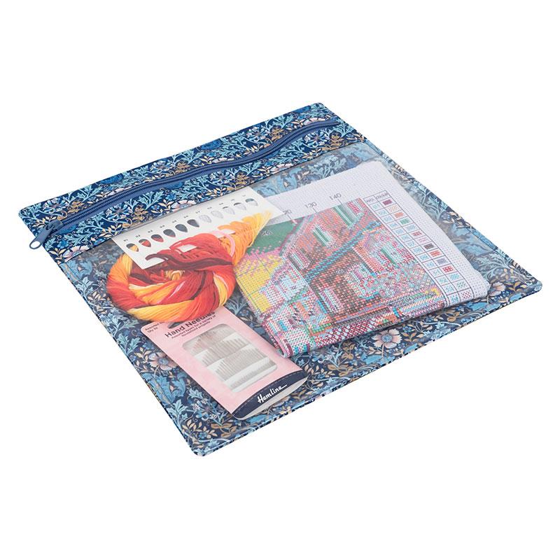 Hobby Gift Blue Floral Project Bag Large