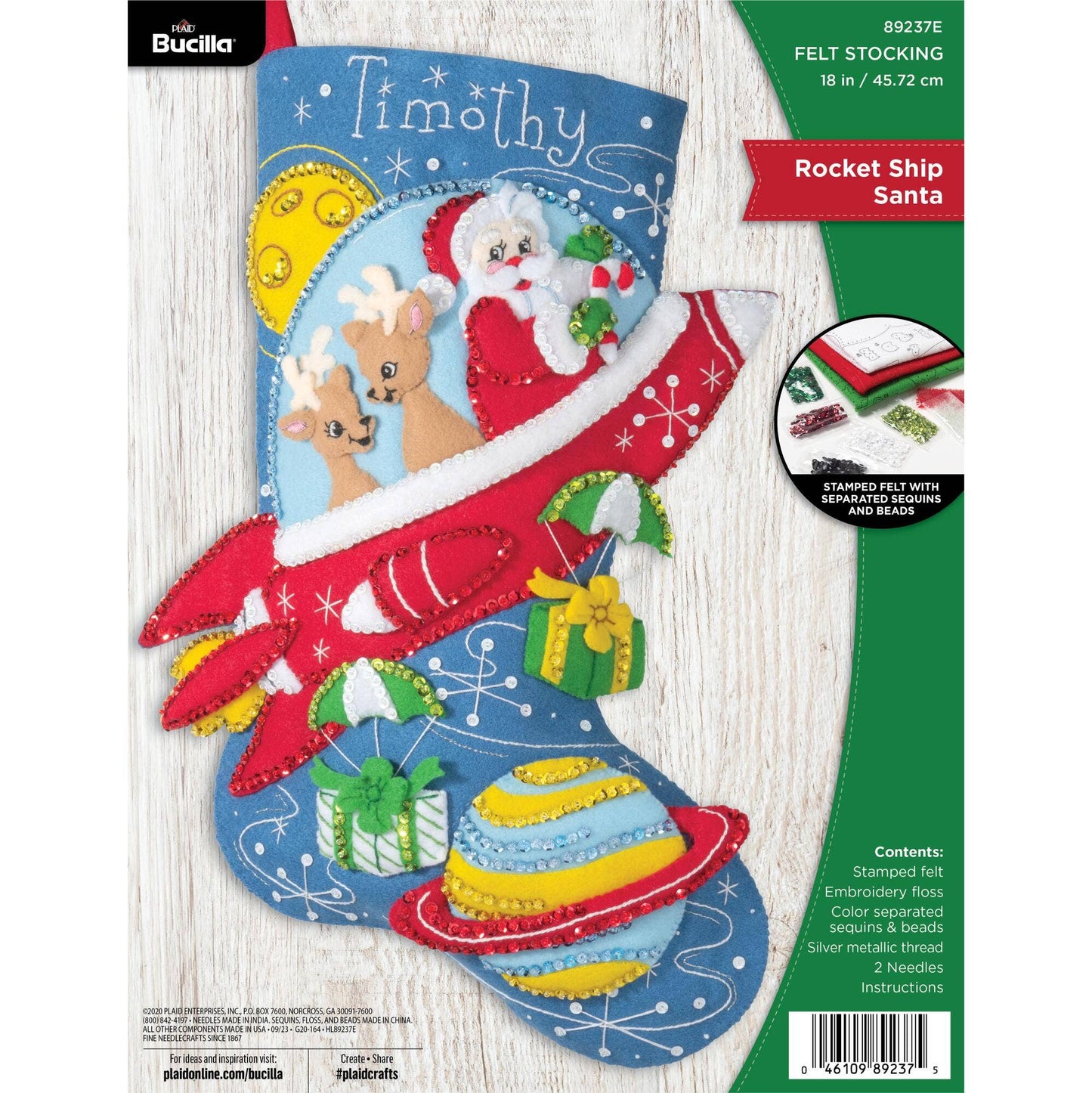 Bucilla ® Seasonal Felt Stocking Kit - Rocket Ship Santa