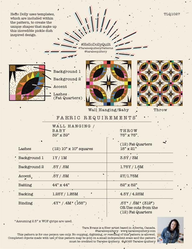 Hello Dolly Quilt Pattern By Taralee Quiltery and Freaky Familiars Fabric Kit Option