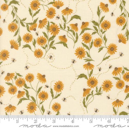 PREORDER - Moda - Gingiber - Ladybug Whimsy - Metallic Cone Flower Florals and Bees Eggshell - 48442 11M - Ships October 2026