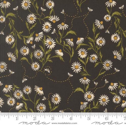 PREORDER - Moda - Gingiber - Ladybug Whimsy - Metallic Cone Flower Florals and Bees Black - 48442 18M - Ships October 2026
