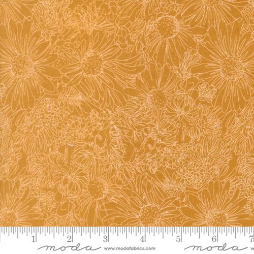 PREORDER - Moda - Gingiber - Ladybug Whimsy - Pen Ink Flower Florals Golden Yellow - 48444 13 - Ships October 2026