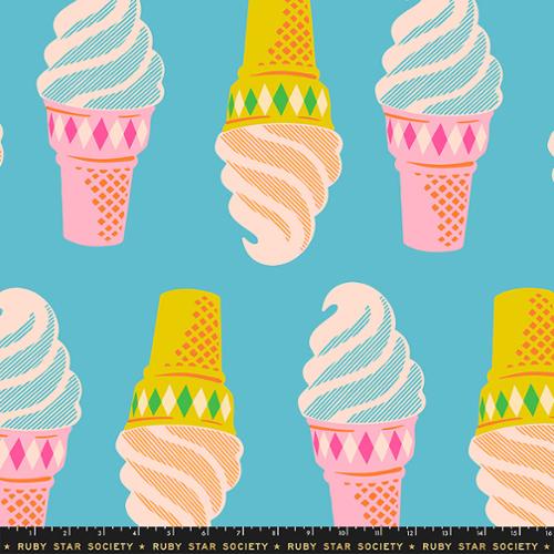 Ruby Star - 108" Sparkle Mart Ice Cream Cones  WIDE BACK FABRIC Turquoise - RS0124 12