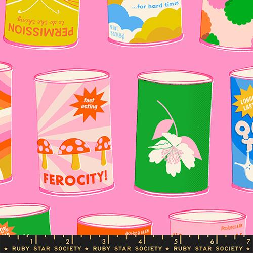PREORDER - Ruby Star Society - Sparkle Mart - Novelty Vintage Canned Products Cans on Flamingo Pink - RS0116 12 - Ships September 2026