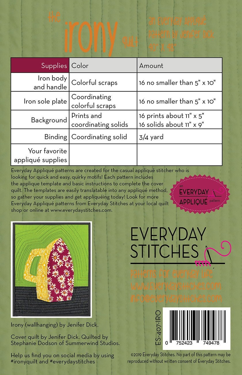 Irony Quilt Pattern From Everyday Stitches