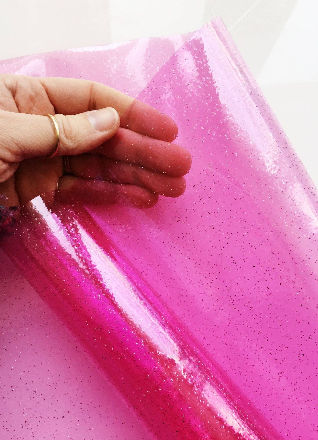 Sew Hungry Hippie - Hot Pink Clear Glitter Vinyl