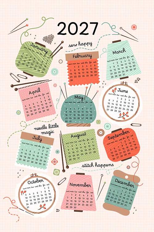 Moda - 2027 Sewing Calendar Tea Towel