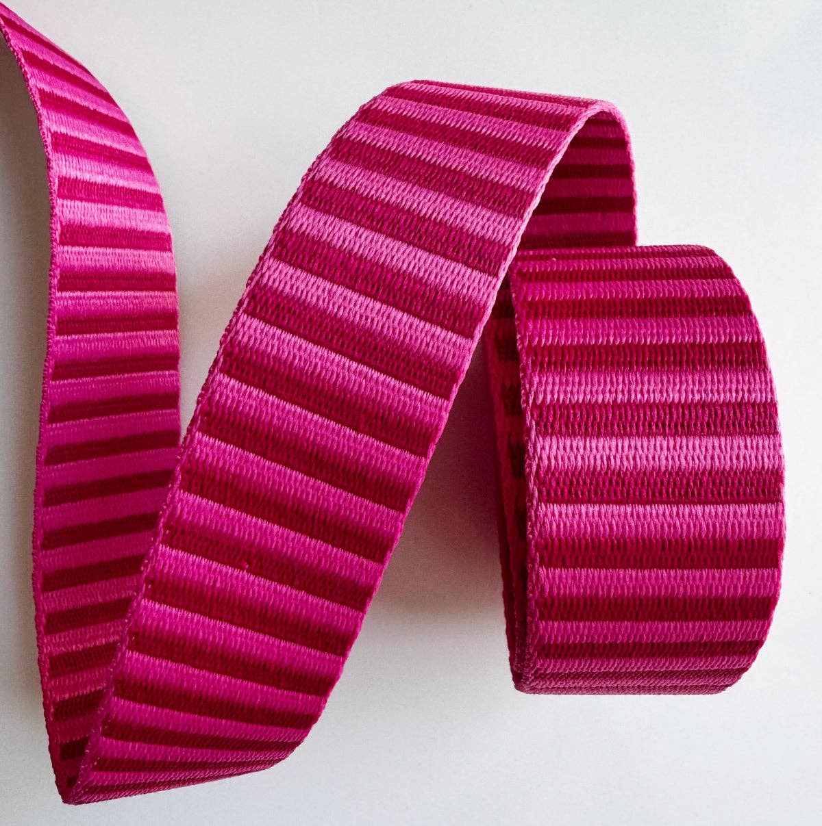 Sew Hungry Hippie - Jacquard Woven Stripe Webbing Dark Pink 1.5" Wide - By the Yard