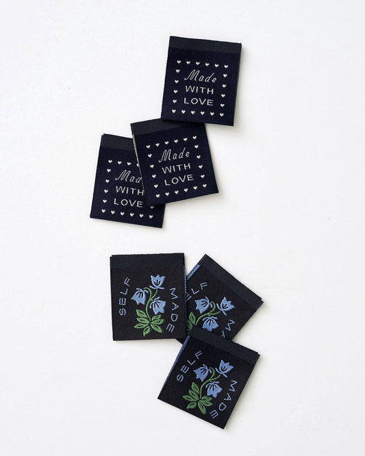 Matchy Matchy Sewing Club - Self Made Botanical Blue Woven Garment Labels