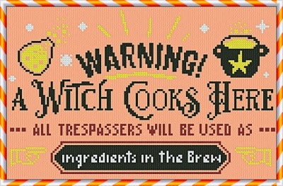 Warning Halloween Cross Stitch Pattern By Alessandra Adelaide Needleworks