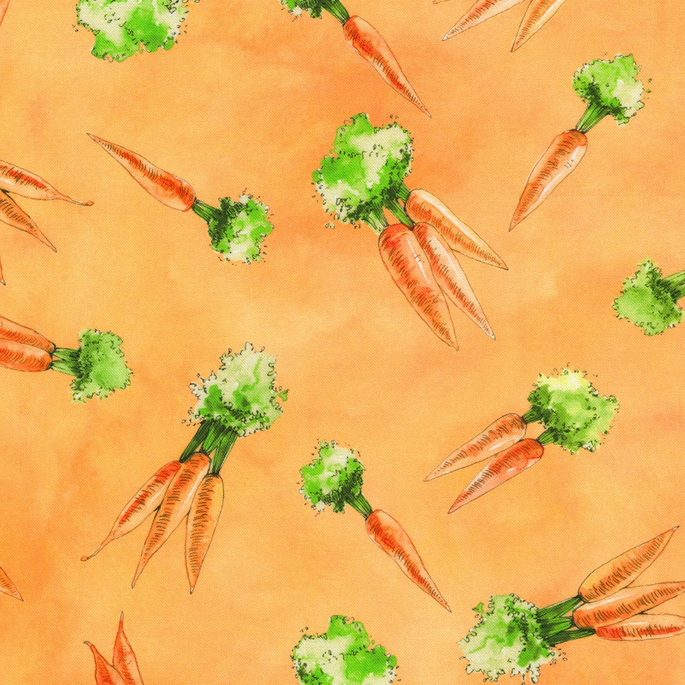 Robert Kaufman - Briar Hill Designs - Wishwell : Garden Goodness - Carrots on Orange - ABYD-24120-151 CARROT
