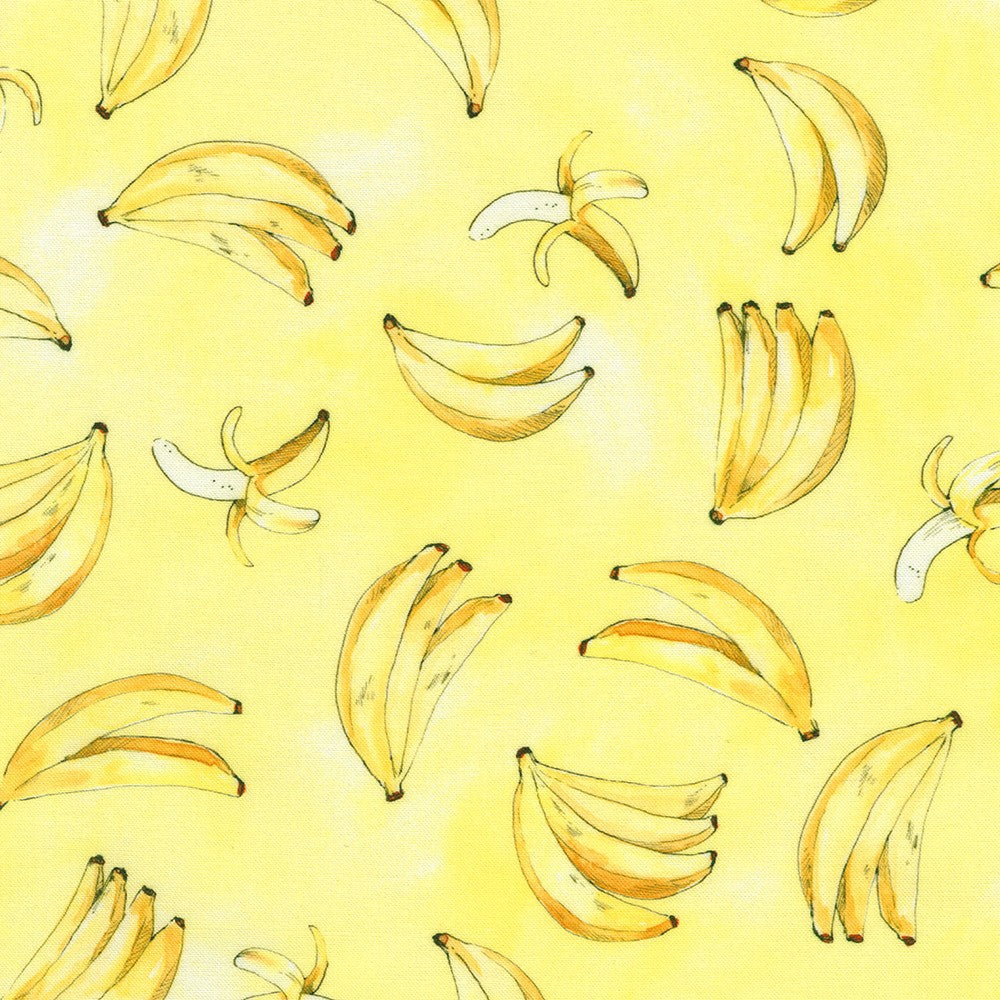 Robert Kaufman - Briar Hill Designs - Wishwell : Garden Goodness - Bananas on Yellow - ABYD-24121-139 BANANA