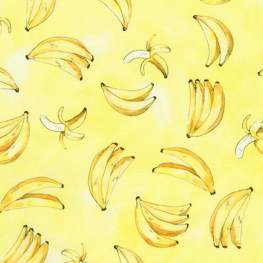 Robert Kaufman - Briar Hill Designs - Wishwell : Garden Goodness - Bananas on Yellow - ABYD-24121-139 BANANA