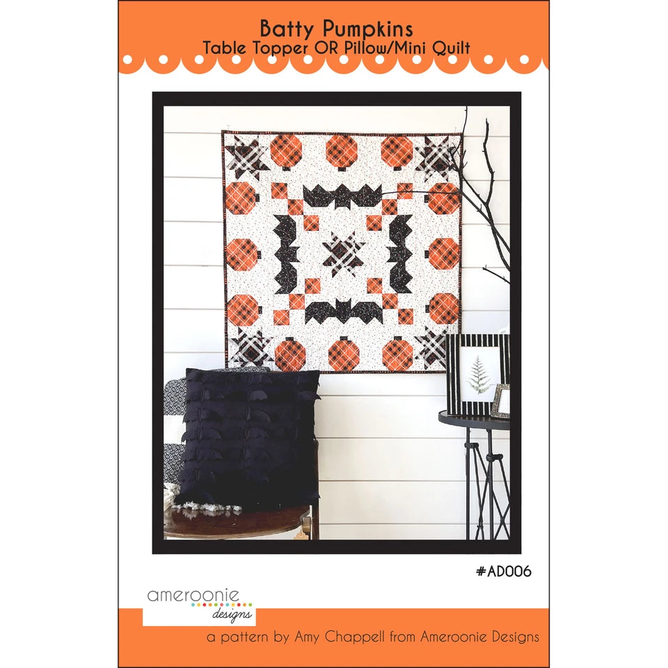 Batty Pumpkins Table Topper / Mini Quilt Pattern By Ameroonie Designs