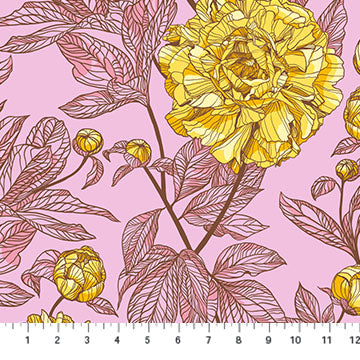 Anna Maria Textiles - Heiress - Peony 108" Wide Wideback Quilt Backing Fabric - Sunshine - BAMT1003-84