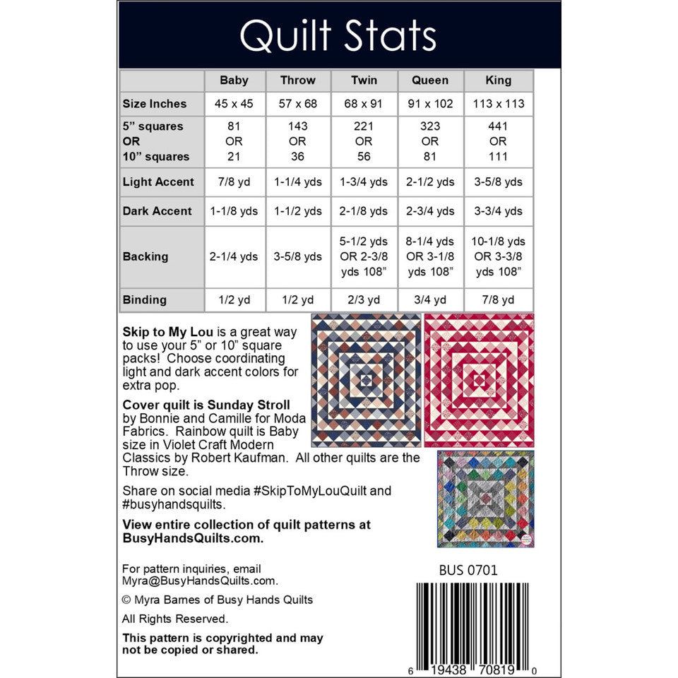 Skip to My Lou Quilt Pattern By Busy Hands Quilts