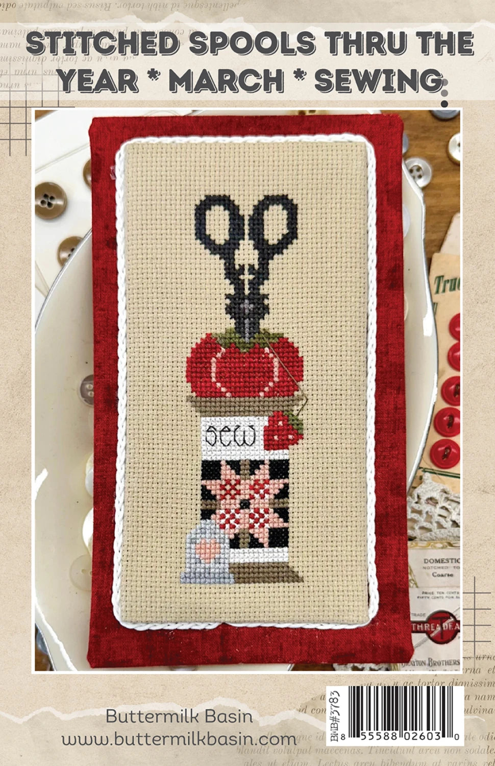 Stitched Spools Thru The Year March Cross Stitch Pattern By Buttermilk Basin